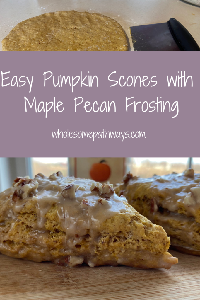 Pumpkin scones with maple pecan frosting pin