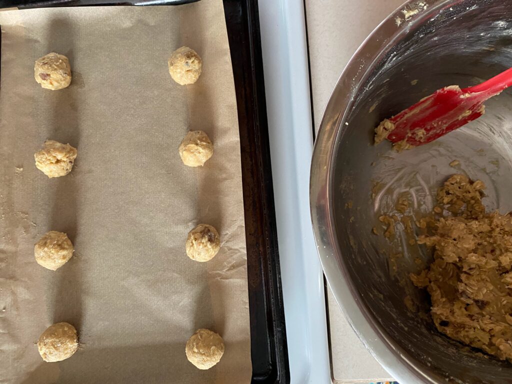 cookies rolled out on pan 