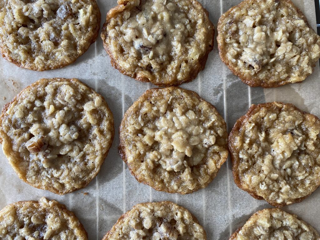 oat & date chippers finished on parchment paper